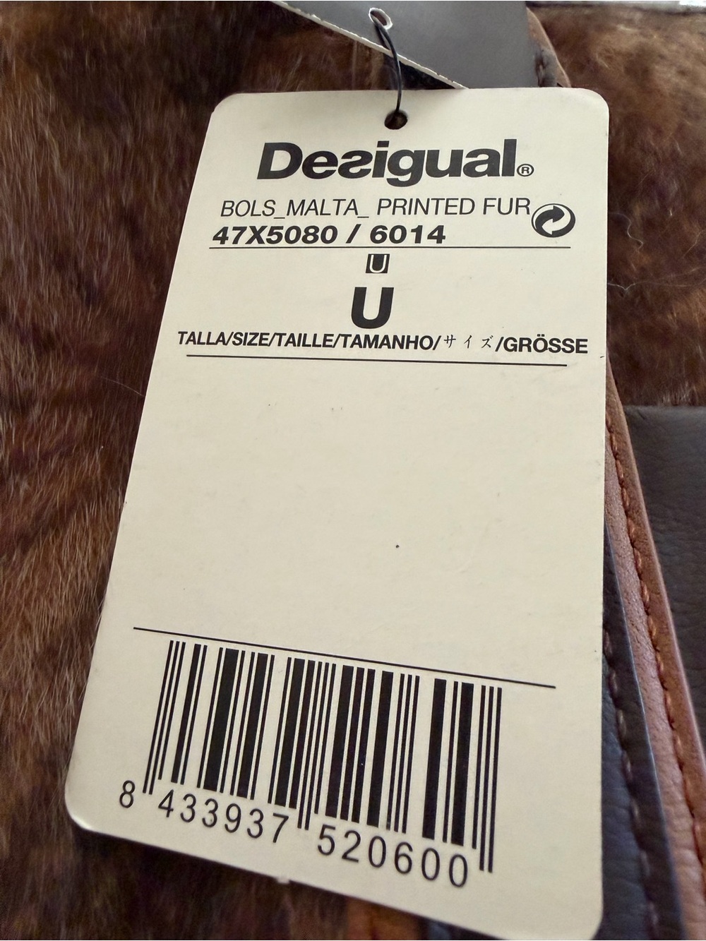 Very rare Desigual Brown & Tan Leather Haircalf Crossbody Satchel - Picture 8 of 8